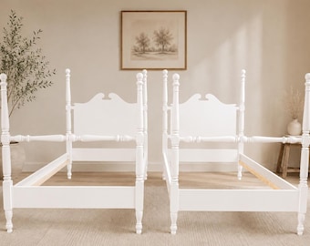 Pair of Antique Twin Beds Poster | Early American Spool Beds | PICK Your Color and Refinished To Order