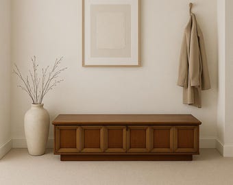 Mid Century Modern Bench Chest Storage Coffee Wood Table Trunk Hope Chest Living Room Midcentury Entry Way