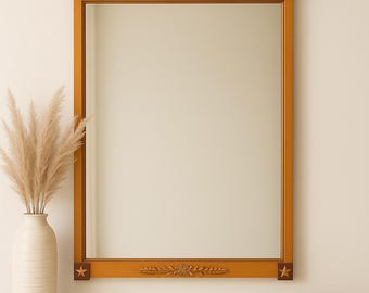 Vintage Federal Style Wall Mirror with Carved Eagle & Star Accents — Neoclassical Colonial Revival Decor