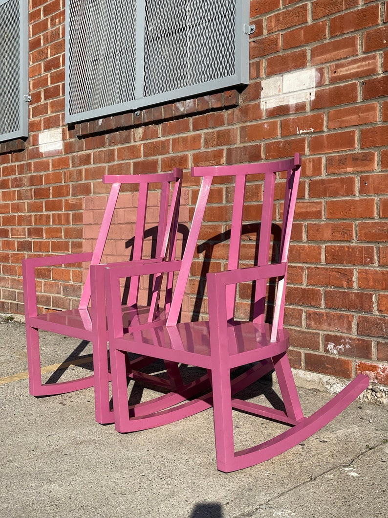 Pair of Rocking Chairs Vintage Indoor Outdoor Rocker Armchair Glider Nursery Bohemian Boho Chic Hollywood Regency Eclectic Style image 4