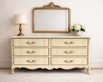 French Provincial Dresser -  Vintage Serpentine Chest - CUSTOM PAINT Available