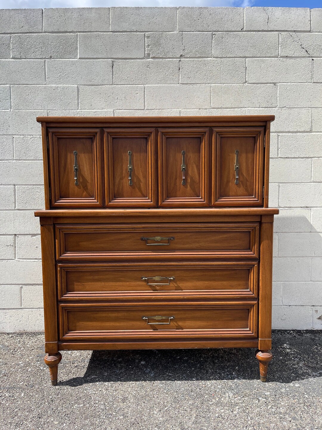 Mid Century Tall Dresser Armoire White Furniture Chest of Drawers