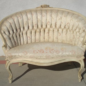 Antique Loveseat French Provincial Sette Sofa Couch Bench Boudoir Vintage Regency Entry Way Chippendale Sofa Shabby Chic Victorian Seating image 1