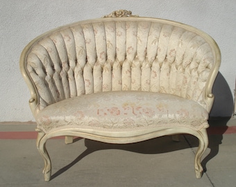 Antique Loveseat French Provincial Sette Sofa Couch Bench Boudoir Vintage Regency Entry Way Chippendale Sofa Shabby Chic Victorian Seating