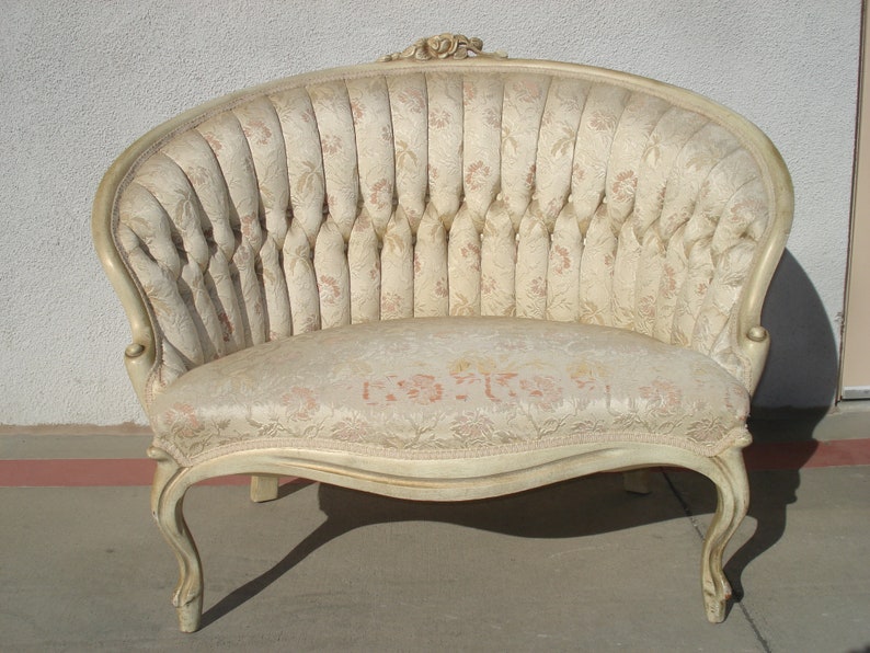 Antique Loveseat French Provincial Sette Sofa Couch Bench Boudoir Vintage Regency Entry Way Chippendale Sofa Shabby Chic Victorian Seating image 1