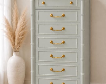 Refinished To Order - Thomasville Allegro Lingerie Chest | Faux Bamboo Tall Dresser | PICK YOUR COLOR