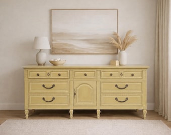 Vintage French Refency Triple Dresser Credenza | Dixie Furniture | CUSTOM PAINT AVAILABLE