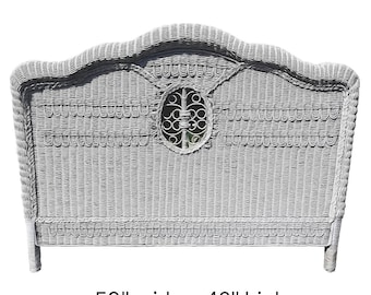 Vintage Woven Wicker Rattan Headboard Peacock Sunshine Headboard Bed Beachy Wicker Chinoiserie Boho Bohemian Eclectic Tropical Beachy Style