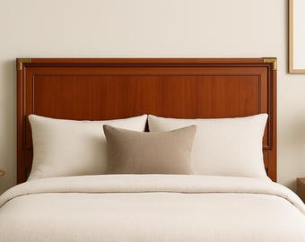 Vintage Campaign King Headboard with Brass Corners - CUSTOM PAINT AVAILABLE