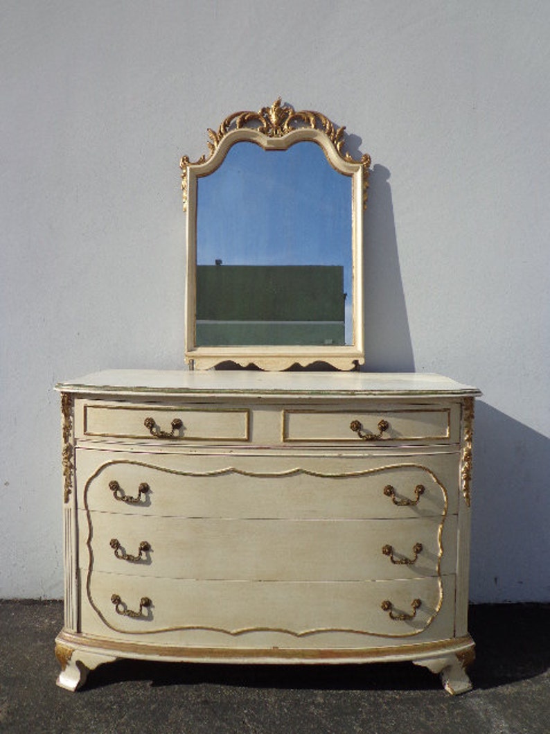 Dresser Antique Shabby Chic Finish Storage Chest Drawers Etsy