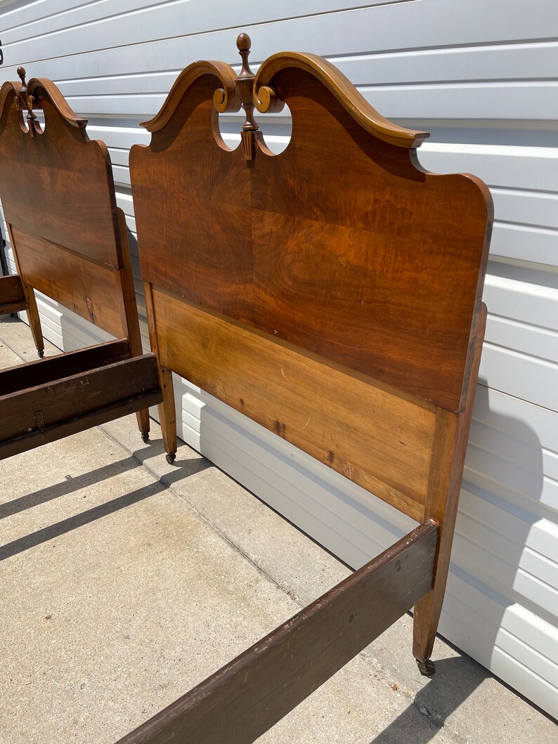 2 Antique Twin Beds Vintage Country French Wood Single Bedroom Etsy