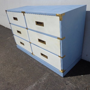 Campaign Dresser Chest Vintage Mid Century MCM Bureau Buffet Media Console Chinoiserie Chest of Drawers Asian Chinese CUSTOM PAINT Avail image 3