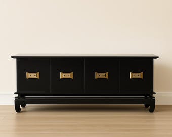 Antique Asian Cabinet Low Table Chinoiserie Boho Chic Storage Chest Display Case Console Storage Storage Console Bench CUSTOM PAINT Avail