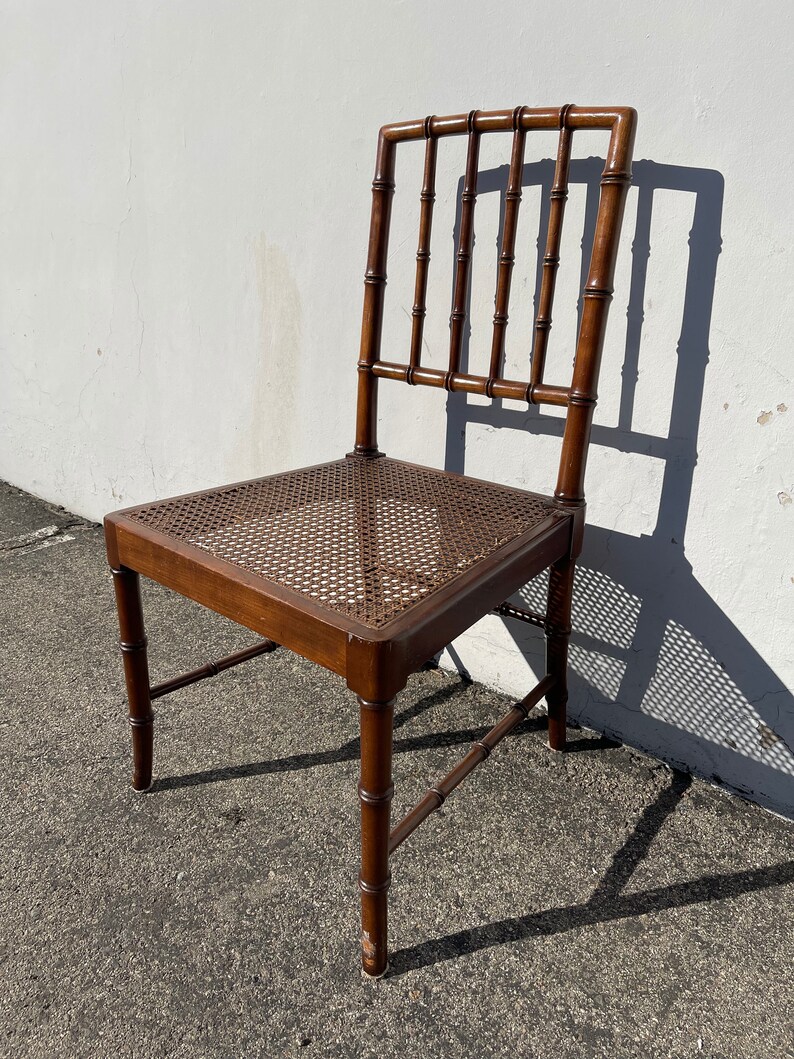 Vintage Chair Chiavari Bamboo Cane Style Chinese Chippendale chic Rattan Regency Seating Chinoiserie Wood Boho Chiavari Custom Paint Avail image 5