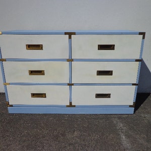 Campaign Dresser Chest Vintage Mid Century MCM Bureau Buffet Media Console Chinoiserie Chest of Drawers Asian Chinese CUSTOM PAINT Avail image 1