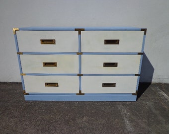 Campaign Dresser Chest Vintage Mid Century MCM Bureau Buffet Media Console Chinoiserie Chest of Drawers Asian Chinese CUSTOM PAINT Avail