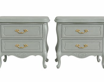 Pair of Vintage French Provincial Nightstands - Bombe Bedside Tables CUSTOM PAINTED and REFINISHED To Order
