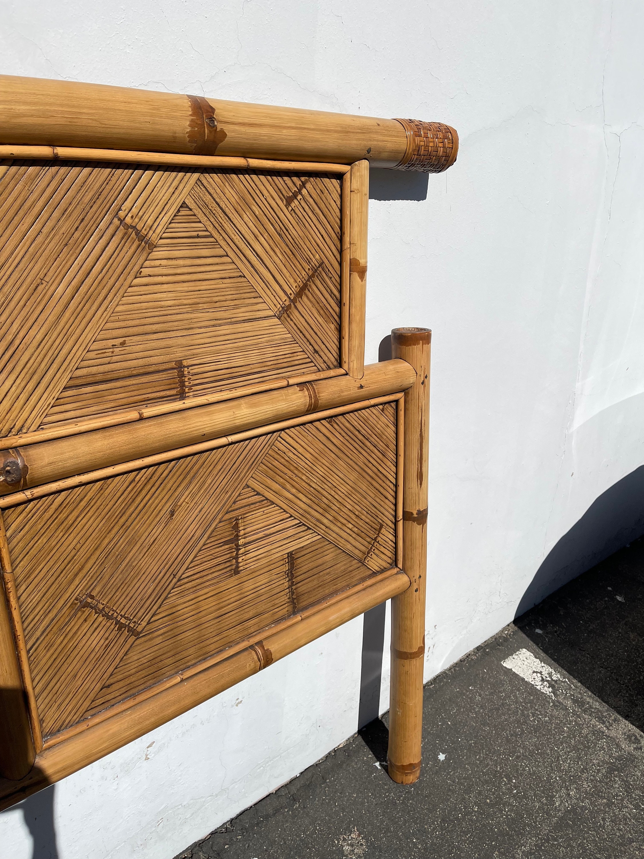 Headboard Queen Vintage Bamboo Bedroom Tropical Beachy Woven