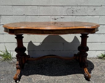 Antique Burl Wood Victorian Table Accent Side End Table Carved Rococo Baroque French Style CUSTOM PAINT AVAIL