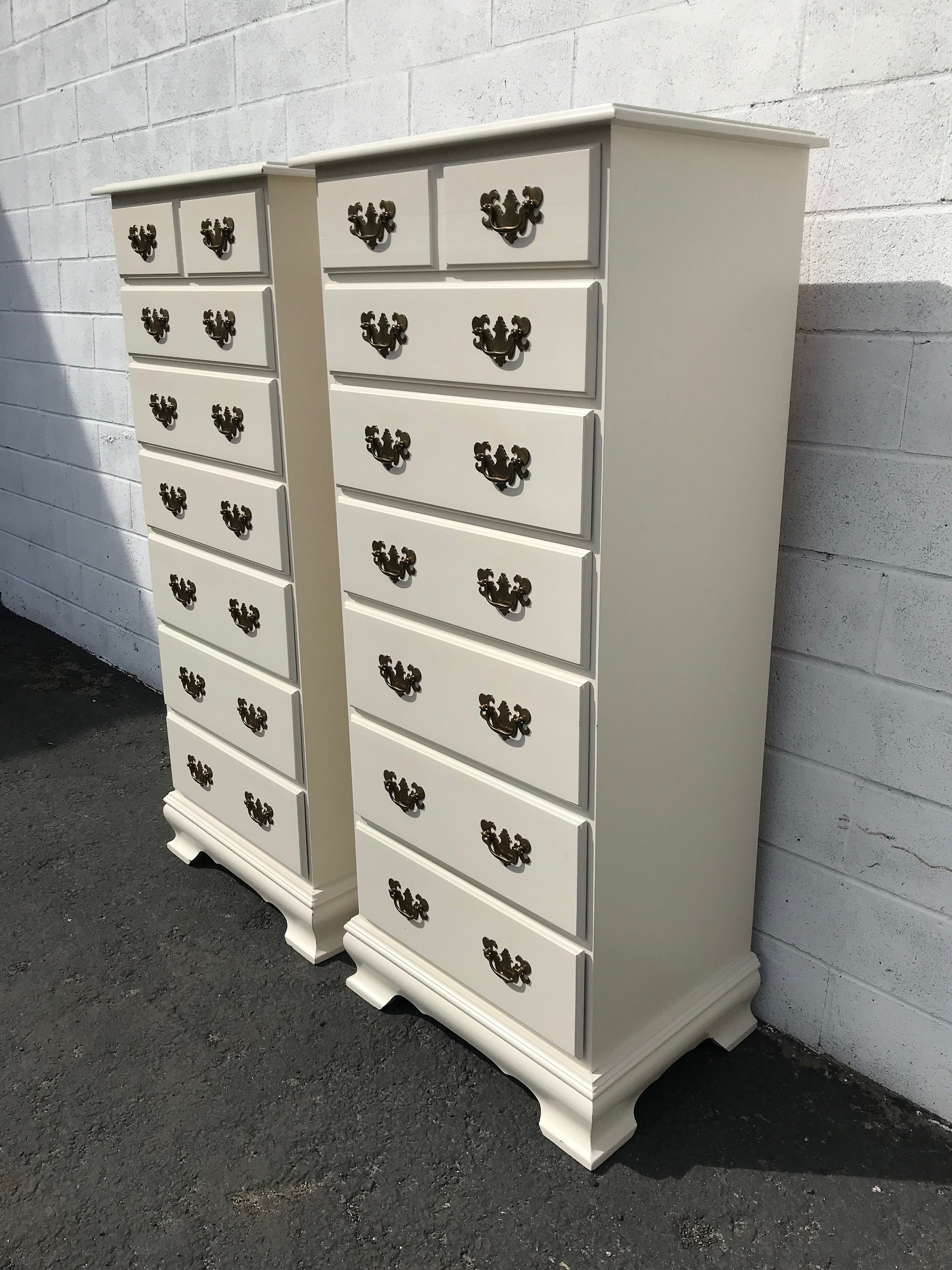 Pair of Dressers Lingerie Chests Tall Boy Highboy Chest of Drawers