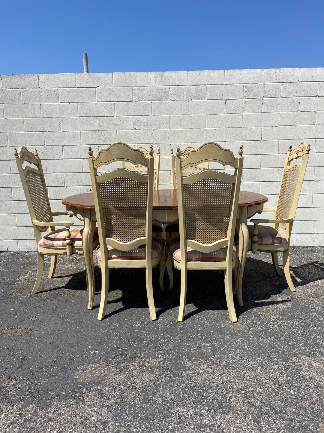 7pc Vintage French Provincial Dining Set Table and Chairs Kitchen