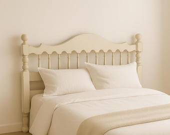 Vintage Wood Headboard French Country Full Size Bedroom Furniture Wood Neoclassical Shabby Chic White Hollywood Regency Glam Bohemian