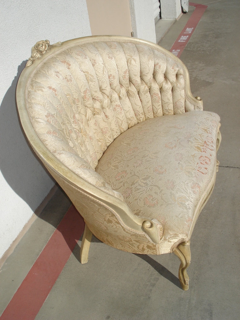 Antique Loveseat French Provincial Sette Sofa Couch Bench Boudoir Vintage Regency Entry Way Chippendale Sofa Shabby Chic Victorian Seating image 6