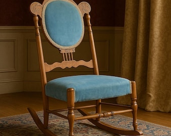 Antique Rocking Chair Rocker Armchair Spindle Traditional Shabby Chic Country French Glider Wood Nursery Room Furniture CUSTOM PAINT Avail