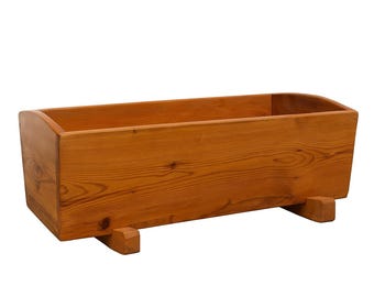Vintage Pine Wood Trough Planter Rustic Farmhouse Wooden Cradle Box Primitive Handcrafted Trough Centerpiece Mid-Century Scandinavian Decor