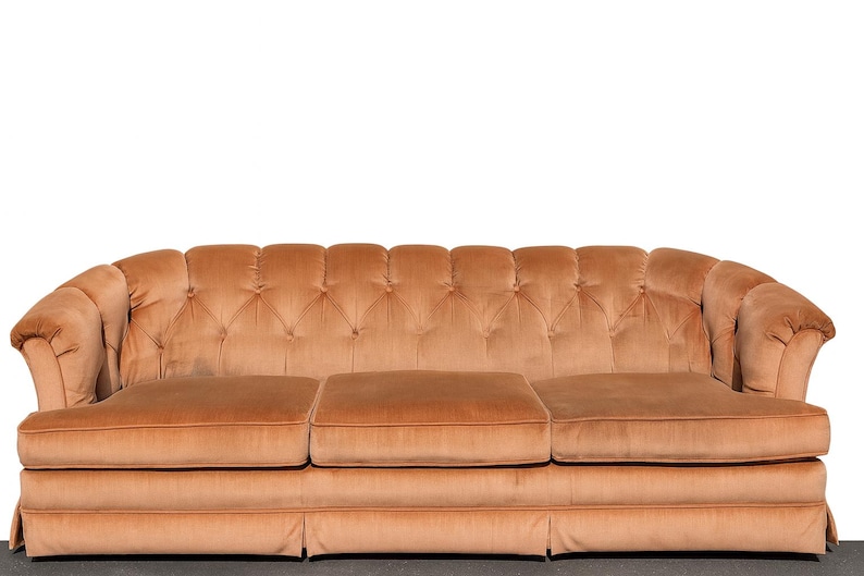 Vintage Tufted Chesterfield Sofa: Hollywood Regency Couch image 12