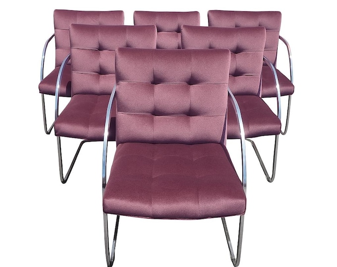 Featured listing image: Set of Chairs 6 Armchairs Dining Cantilever Milo Baughman DIA Chrome Mid Century Modern Hollywood Regency Retro Vintage Seating Boho Chic