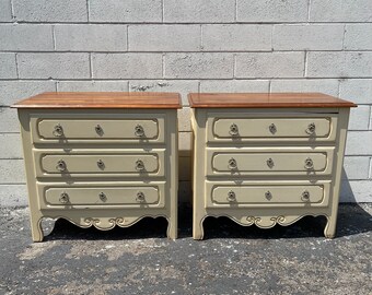 2 Vintage Bachelor Chests Nightstands Dressers Oversized Tables Traditional Shabby Chic Regency Cottage Storage Bedroom CUSTOM PAINT AVAIL