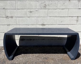 Vintage Solid Wood Coffee Table Arched Waterfall Ming Style Living Room Furniture Bohemian Boho Chic Chinoiserie Vintage CUSTOM PAINT AVAIL