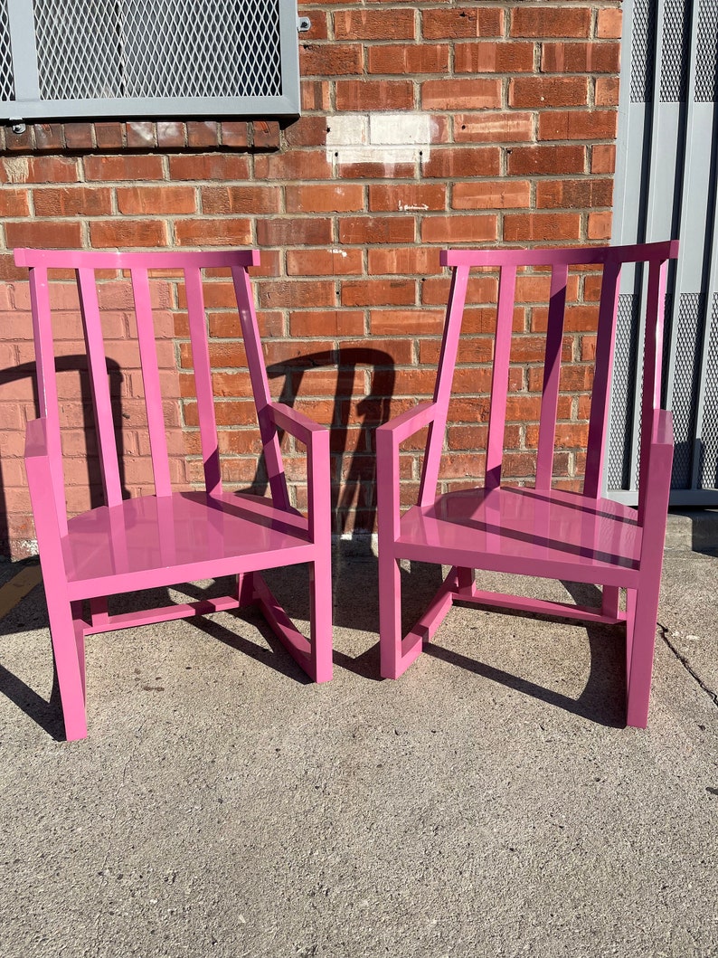 Pair of Rocking Chairs Vintage Indoor Outdoor Rocker Armchair Glider Nursery Bohemian Boho Chic Hollywood Regency Eclectic Style image 11