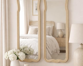 Pair of Vintage French Style Wall Mirrors |Shell Crest Detail - CUSTOM PAINT AVAILABLE