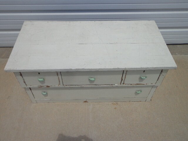 Antique Bench Vintage Storage Cabinet Shabby Chic Coffee Table