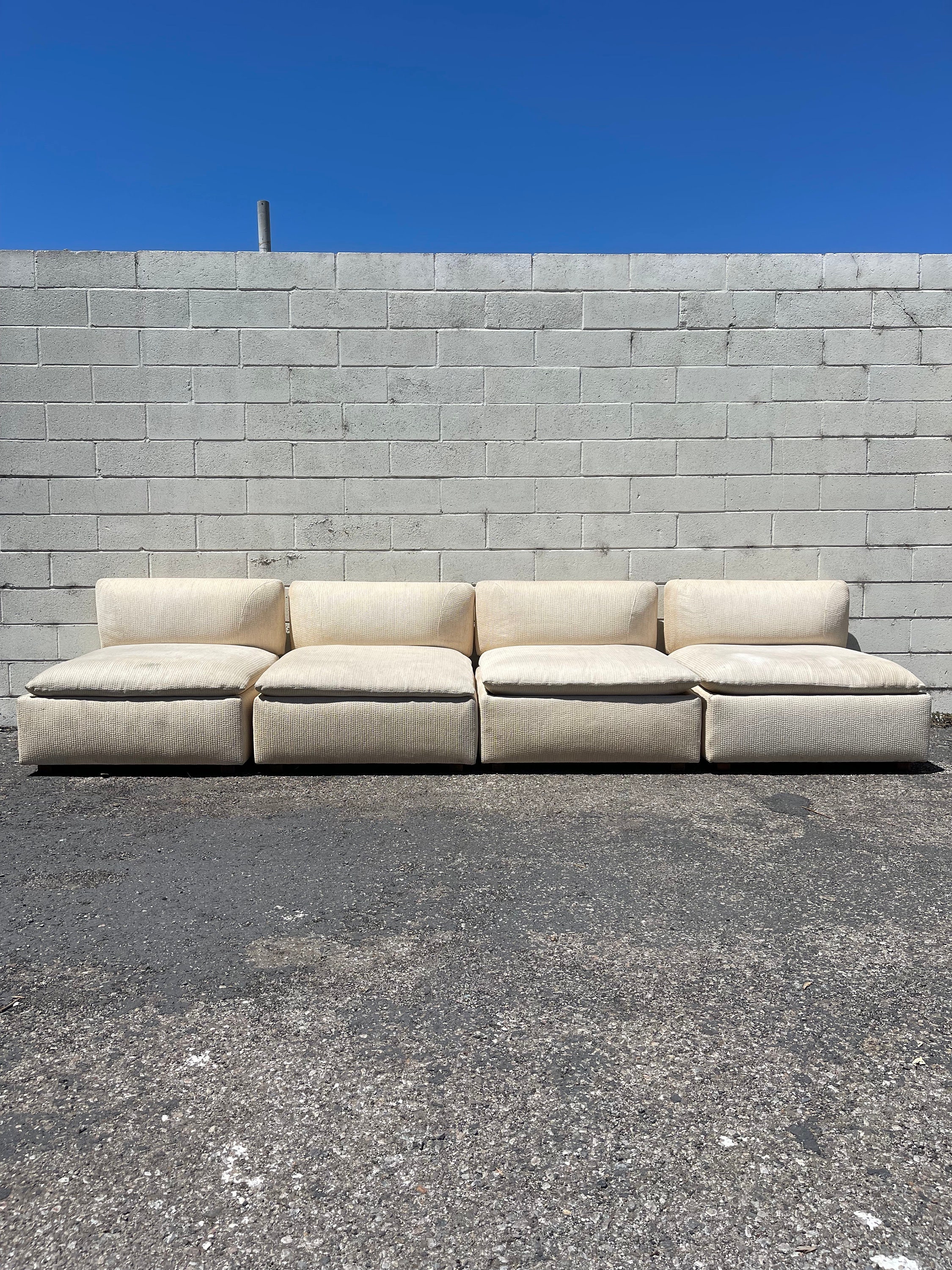 4 Piece Mid Century Modern Modular Sofa Sectional Couch Lounge Seating Bohemian Boho Chic Milo