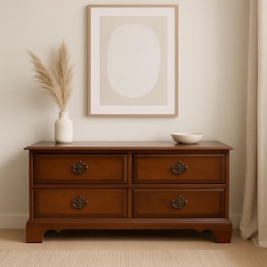 Vintage 4-Drawer Chest / Low Dresser - Entryway Cabinet CUSTOM PAINT AVAILABLE