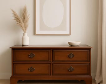 Vintage 4-Drawer Chest / Low Dresser - Entryway Cabinet CUSTOM PAINT AVAILABLE