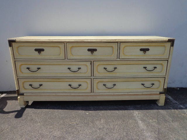 Dresser Faux Bamboo Campaign Chest, White Bamboo Dresser Bedroom