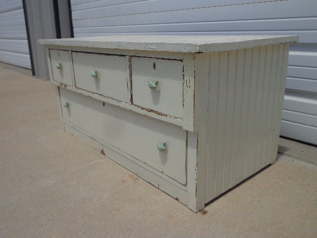 Antique Bench Vintage Storage Cabinet Shabby Chic Coffee Table