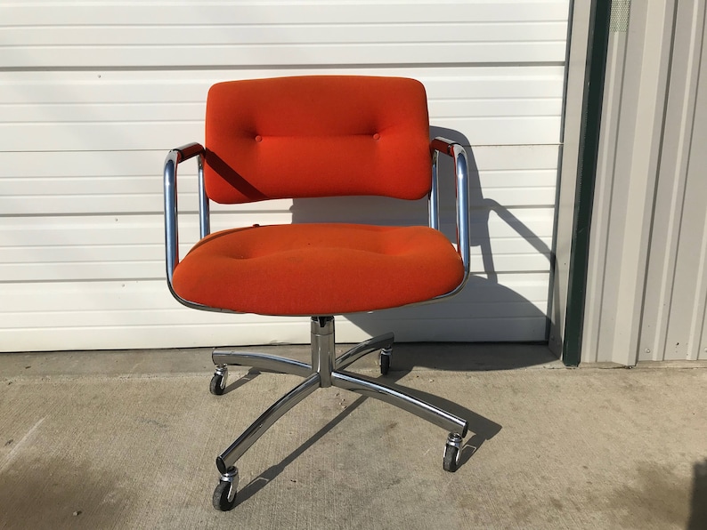 Steelcase Task Chair Armchair Desk Mid Century Modern Pollock Knoll Style Office Midcentury Eames Writing Swivel Lounge Vintage Seating
