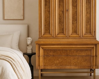 Mid-Century Modern Burlwood Armoire by JL Metz