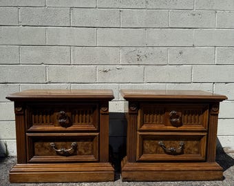 Pair of Vintage Traditional Regency Nightstands Stanley Bedside Tables End Side Table Hollywood Bassett Bedroom Furniture CUSTOM PAINT AVAIL