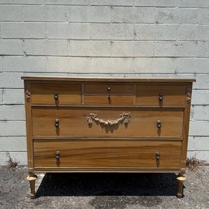 Antique Dresser Natural Wood Finish Storage Chest Drawers Buffet Vanity Country French Cottage Bedroom Set Table Painted  CUSTOM PAINT AVAIL