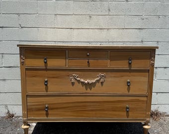 Antique Dresser Natural Wood Finish Storage Chest Drawers Buffet Vanity Country French Cottage Bedroom Set Table Painted  CUSTOM PAINT AVAIL