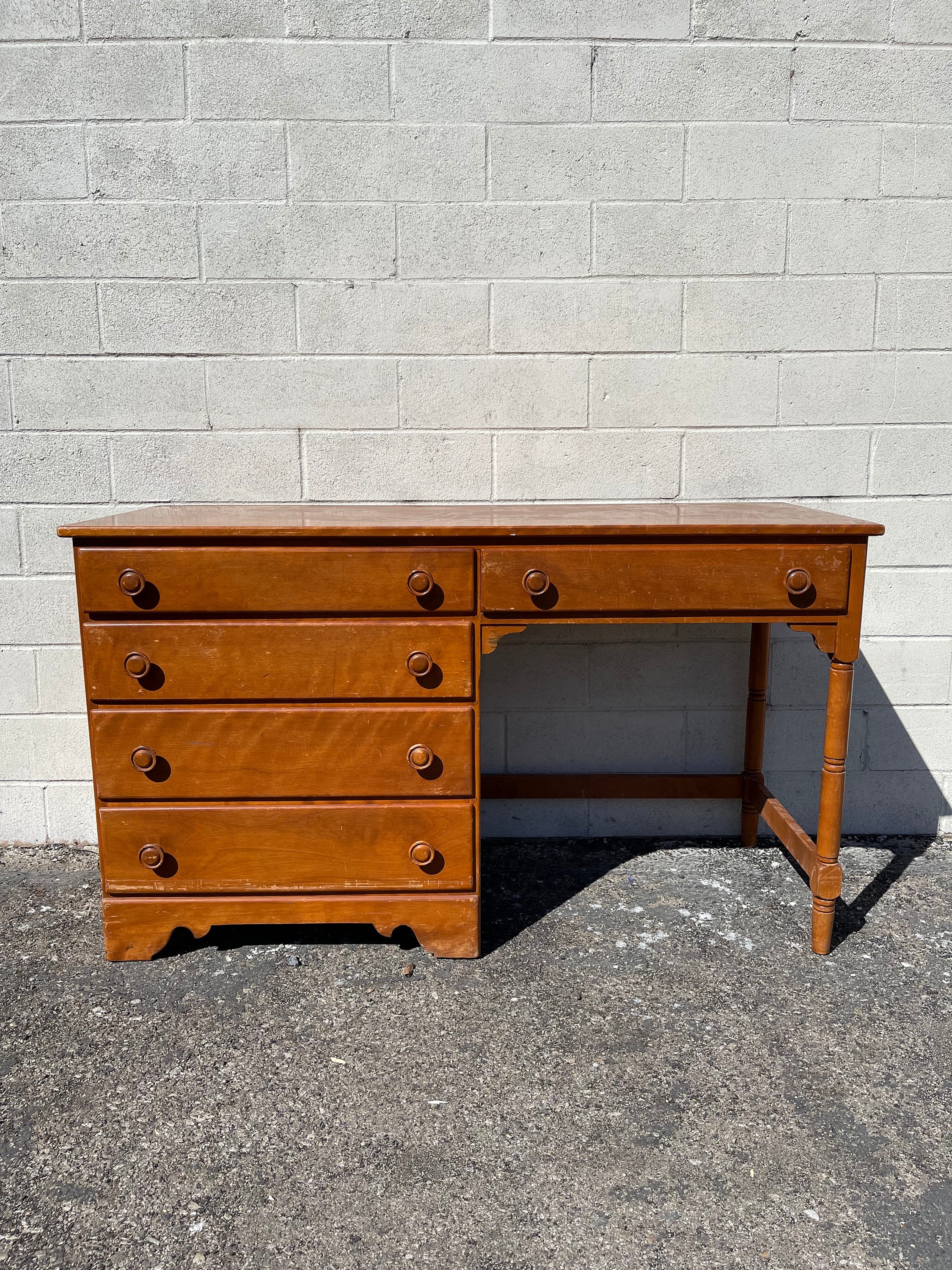 Vintage Wood Desk Writing Office Table Student Vanity Traditional