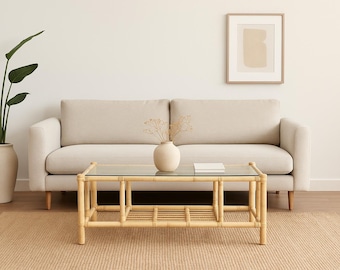 Rattan Coffee Table Cocktail Bohemian Boho Chic Accent Stand Chippendale Chinese Faux Bamboo Palm Beach Chinoiserie Hollywood Regency Beach