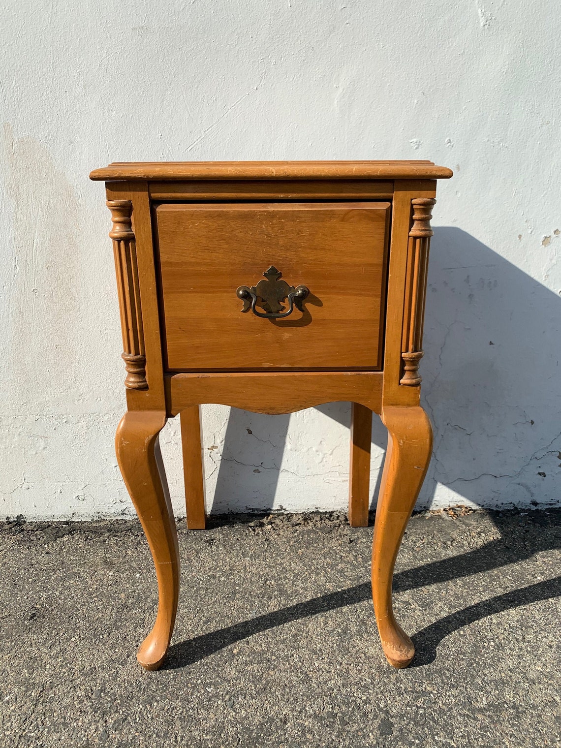Country French Provincial Nightstand Bedside Table Maple Wood Etsy