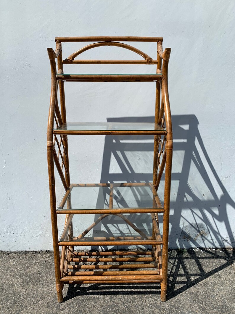 Rattan Bookcase Wicker Woven Jute Etagere Shelves Book Case Etsy